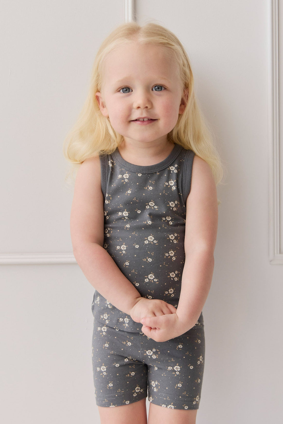 Organic Cotton Molly Singlet - Lulu Bloom Lava Childrens Top from Jamie Kay USA