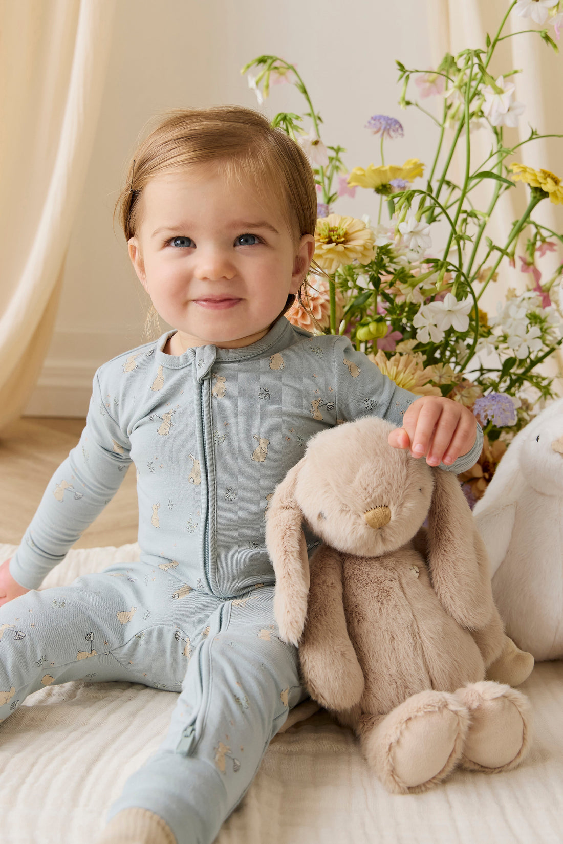 Organic Cotton Jude Onepiece-Lapin Jardin Blue Childrens Onepiece from Jamie Kay USA