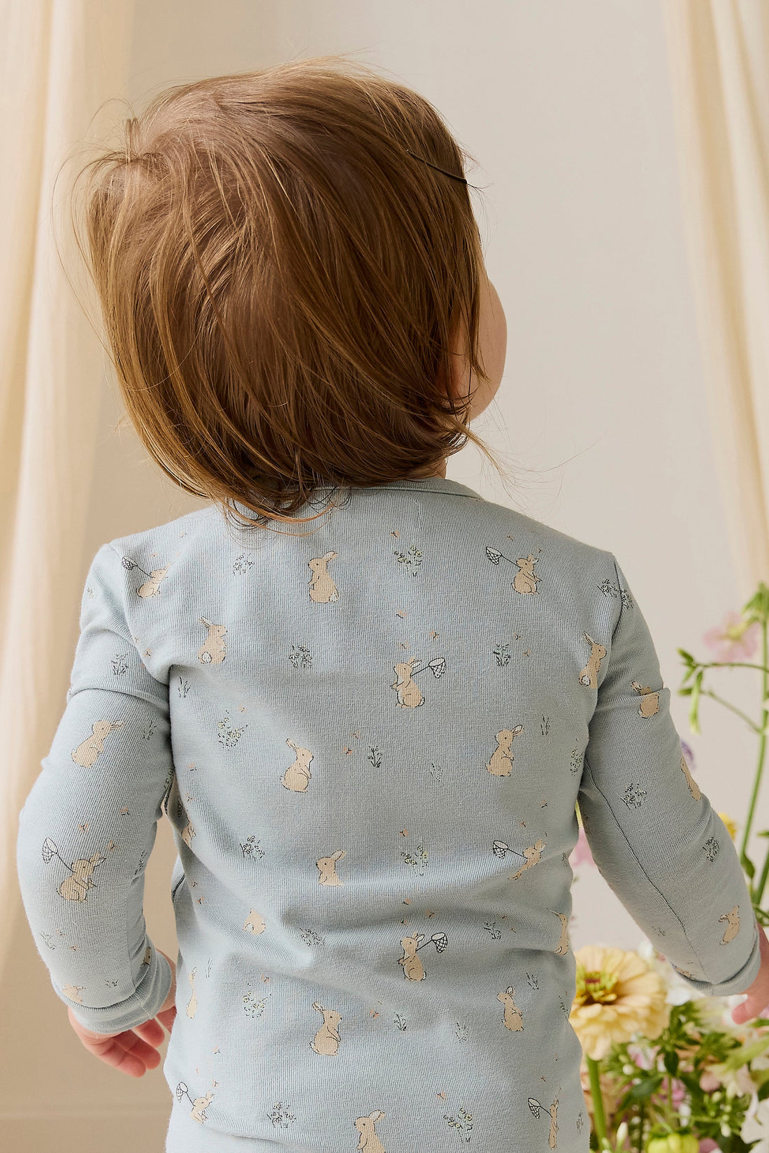 Organic Cotton Jude Onepiece-Lapin Jardin Blue Childrens Onepiece from Jamie Kay USA