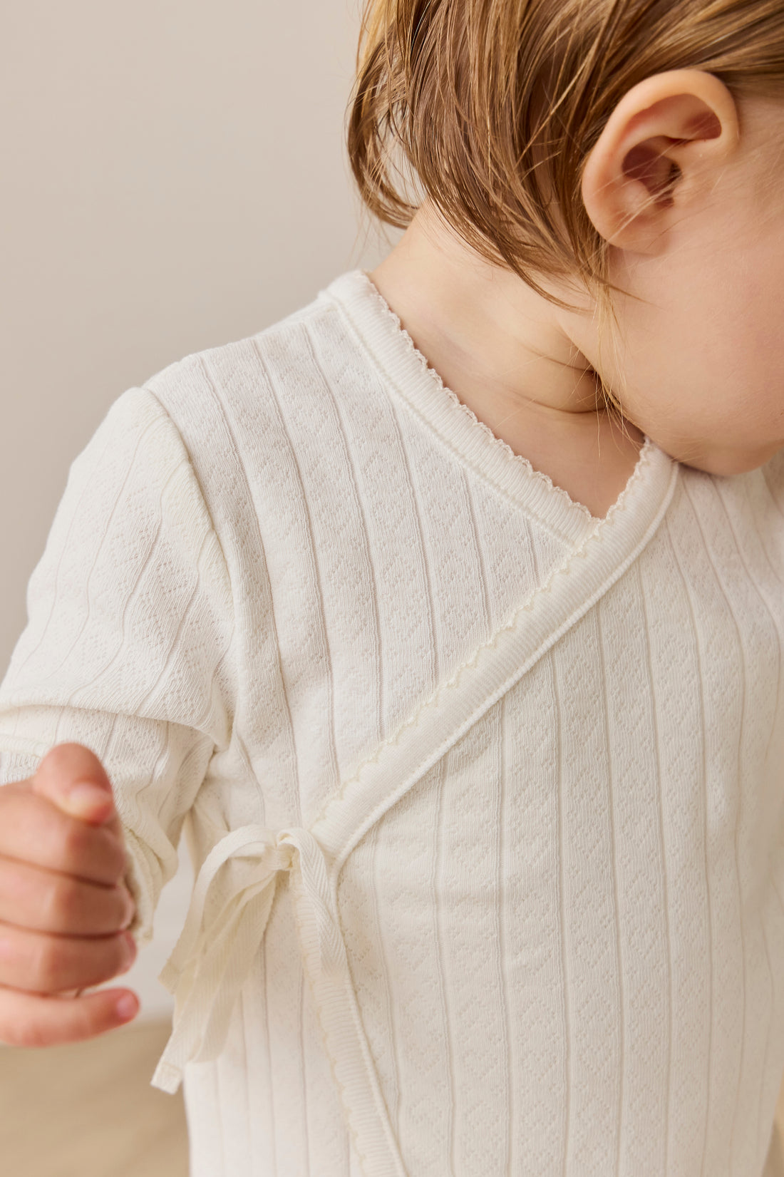 Organic Cotton Estelle Onepiece - Sweet Heart Pointelle Parchment Childrens Onepiece from Jamie Kay USA