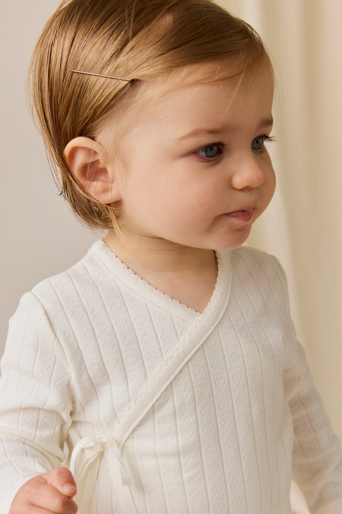 Organic Cotton Estelle Onepiece - Sweet Heart Pointelle Parchment Childrens Onepiece from Jamie Kay USA