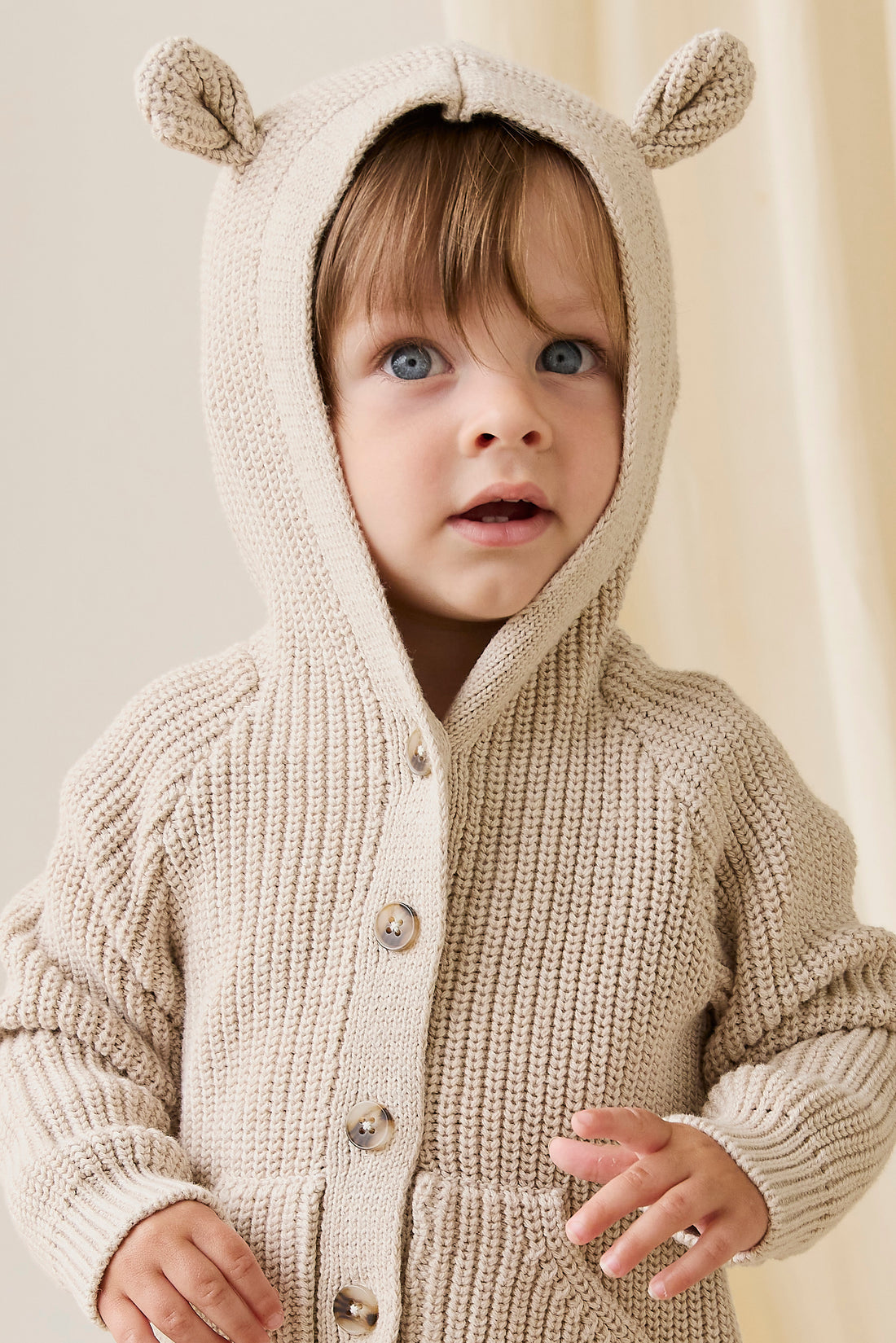 Bear Cardigan-Oat Childrens Cardigan from Jamie Kay USA
