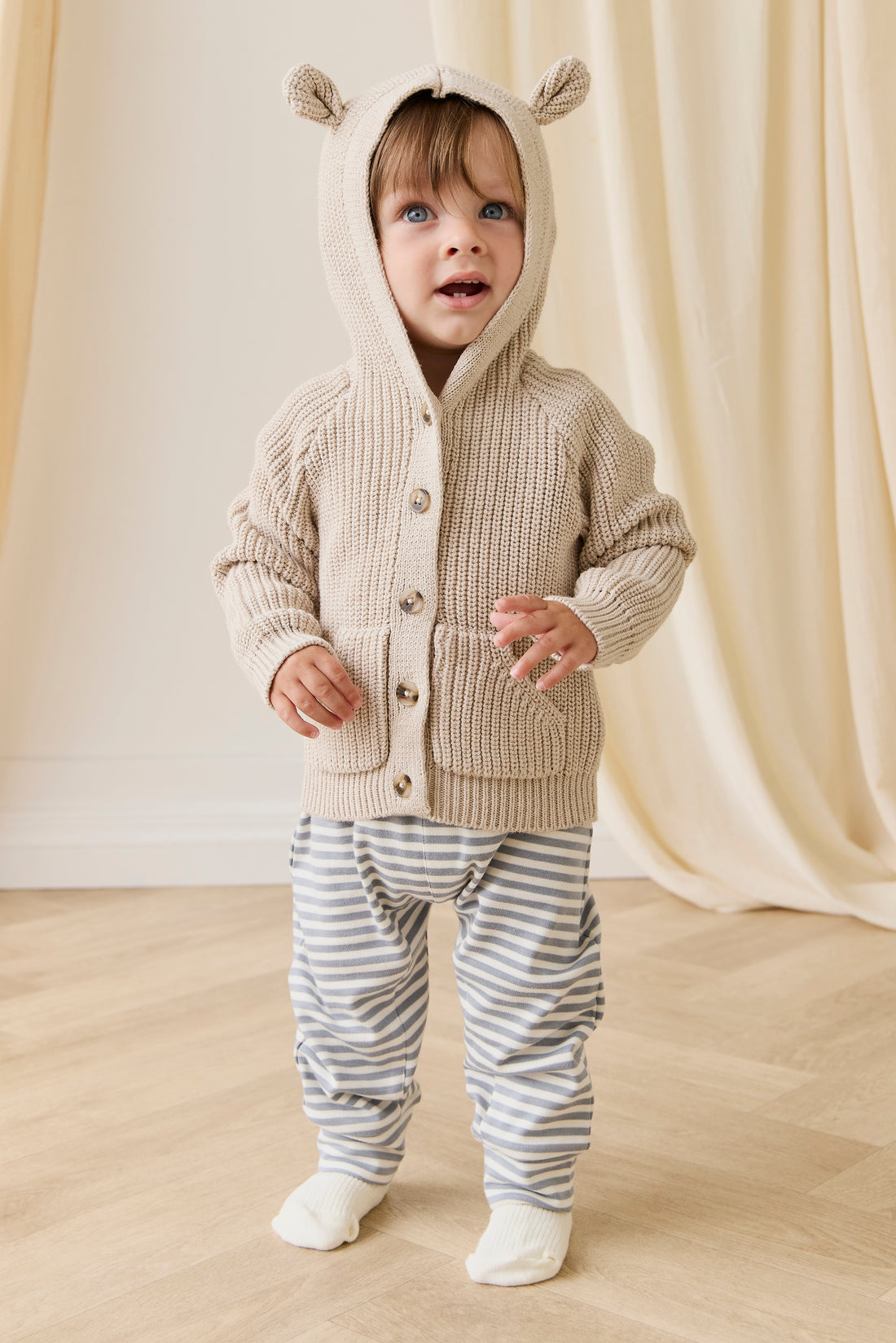 Bear Cardigan-Oat Childrens Cardigan from Jamie Kay USA