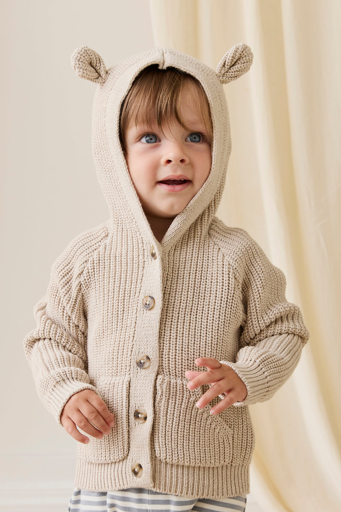 Bear Cardigan-Oat Childrens Cardigan from Jamie Kay USA
