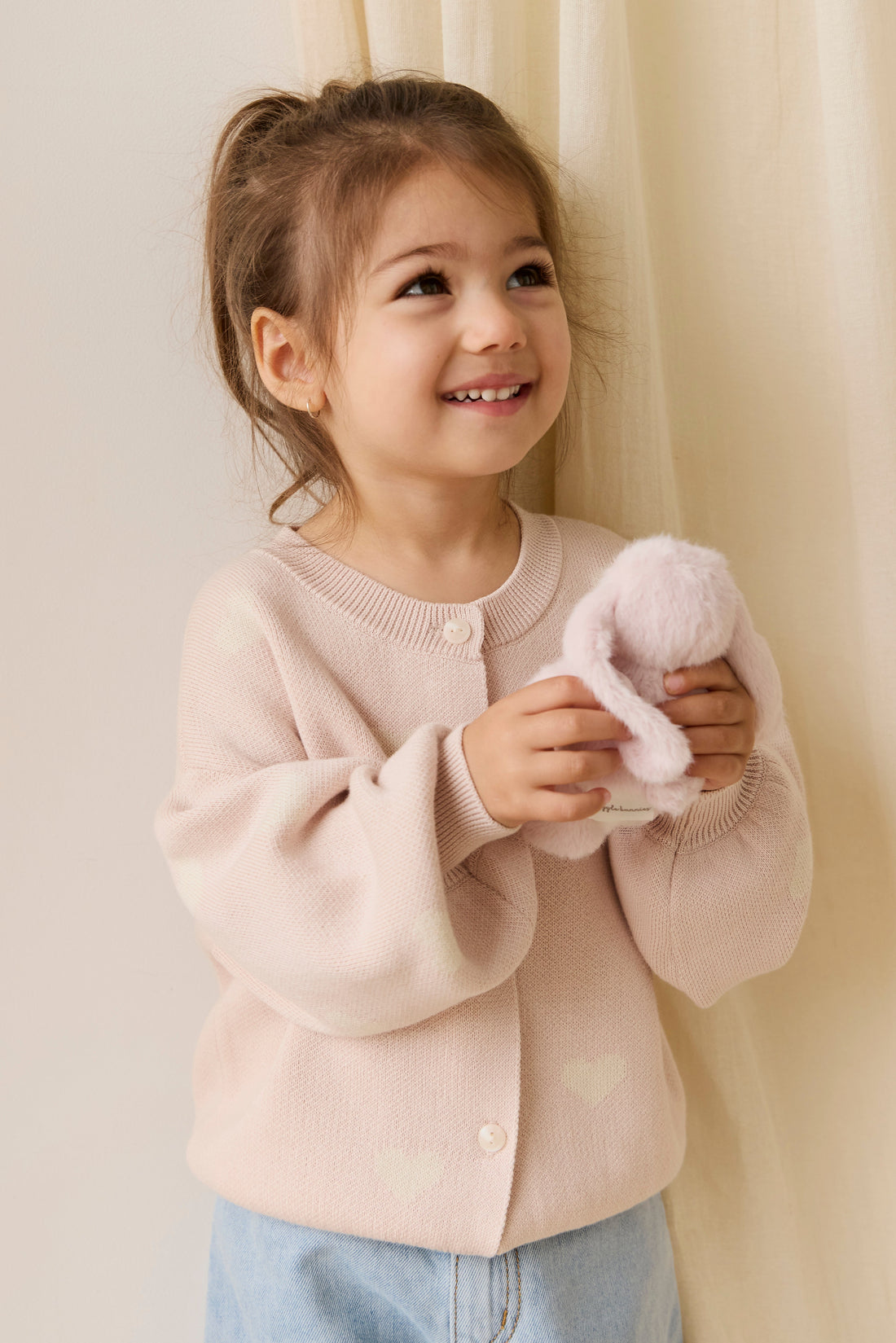 Kayla Cardigan - Kylie Heart Jacquard Morganite Childrens Cardigan from Jamie Kay USA
