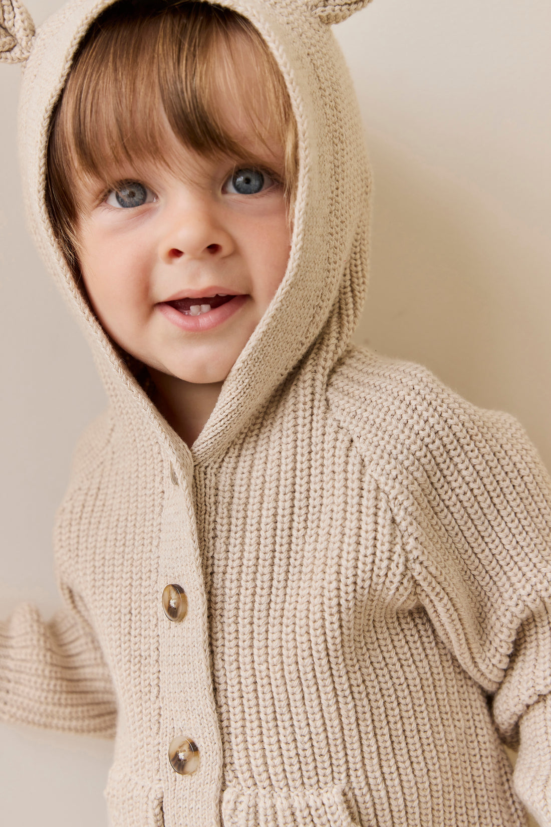 Bear Cardigan-Oat Childrens Cardigan from Jamie Kay USA