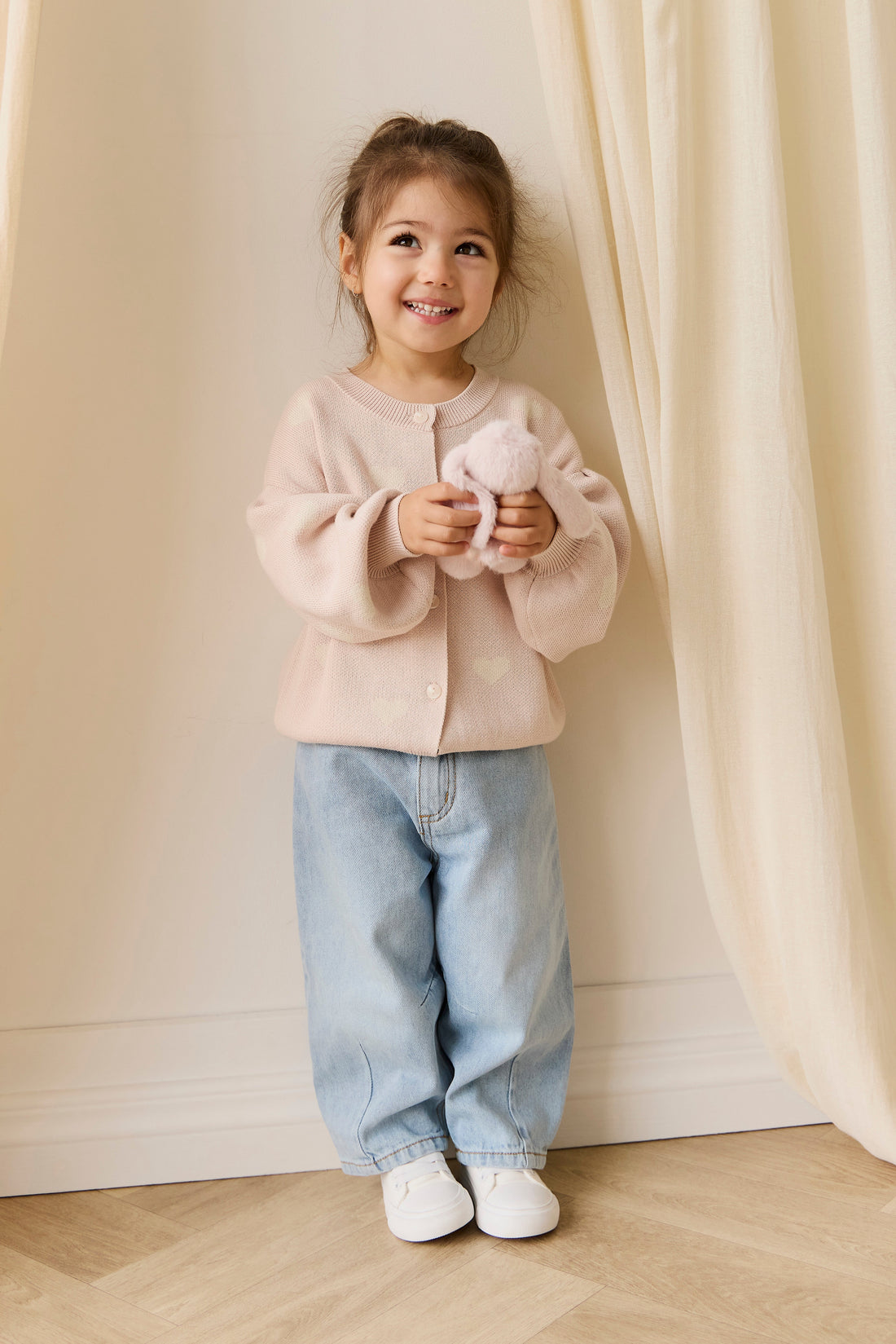 Kayla Cardigan - Kylie Heart Jacquard Morganite Childrens Cardigan from Jamie Kay USA