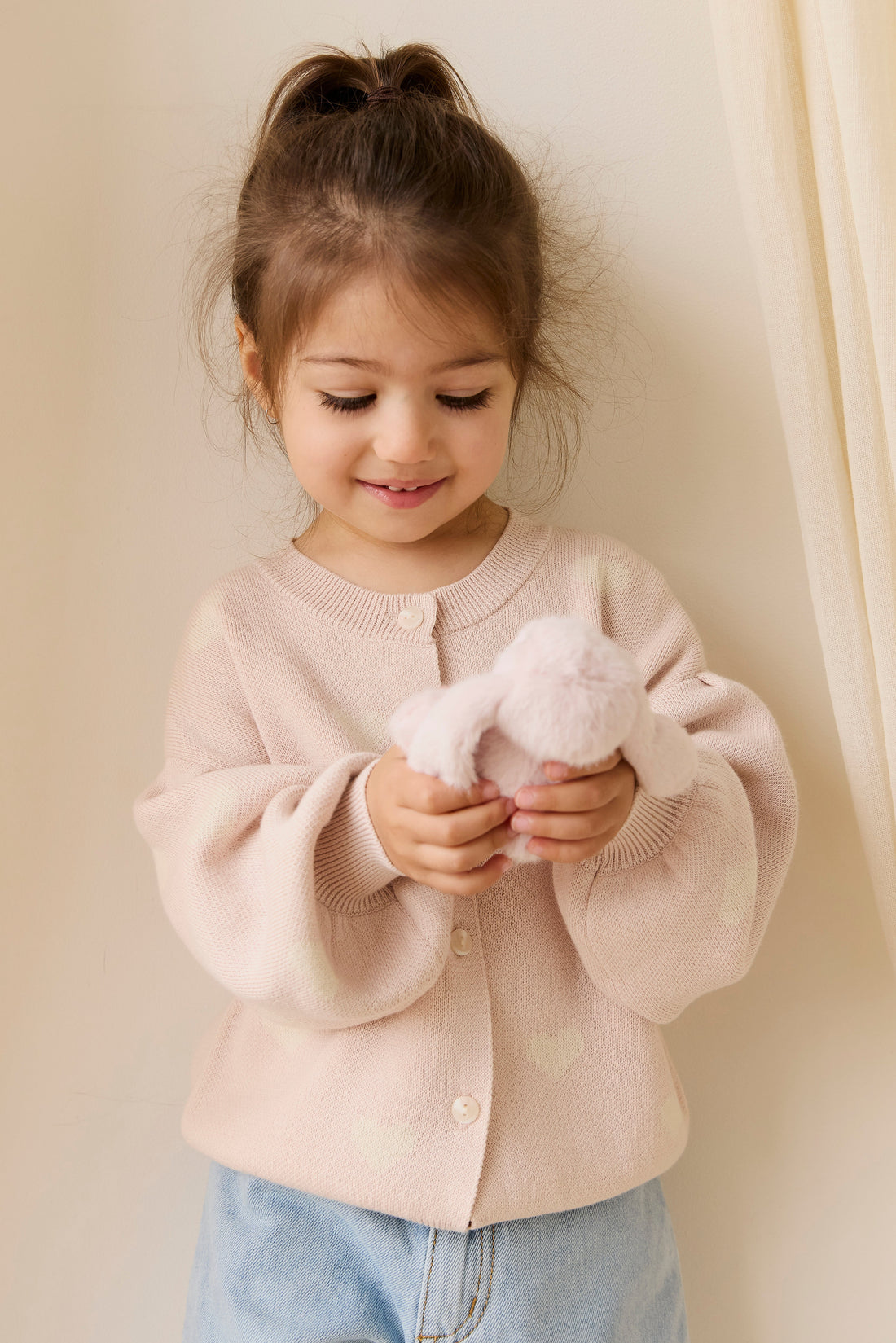 Kayla Cardigan - Kylie Heart Jacquard Morganite Childrens Cardigan from Jamie Kay USA