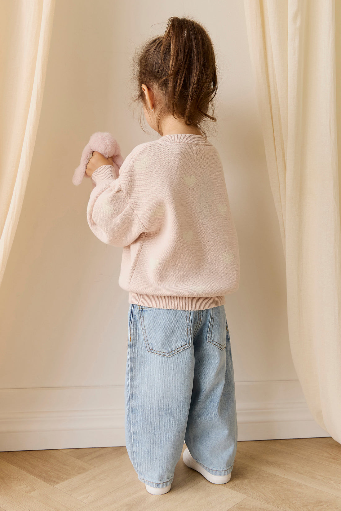 Kayla Cardigan - Kylie Heart Jacquard Morganite Childrens Cardigan from Jamie Kay USA