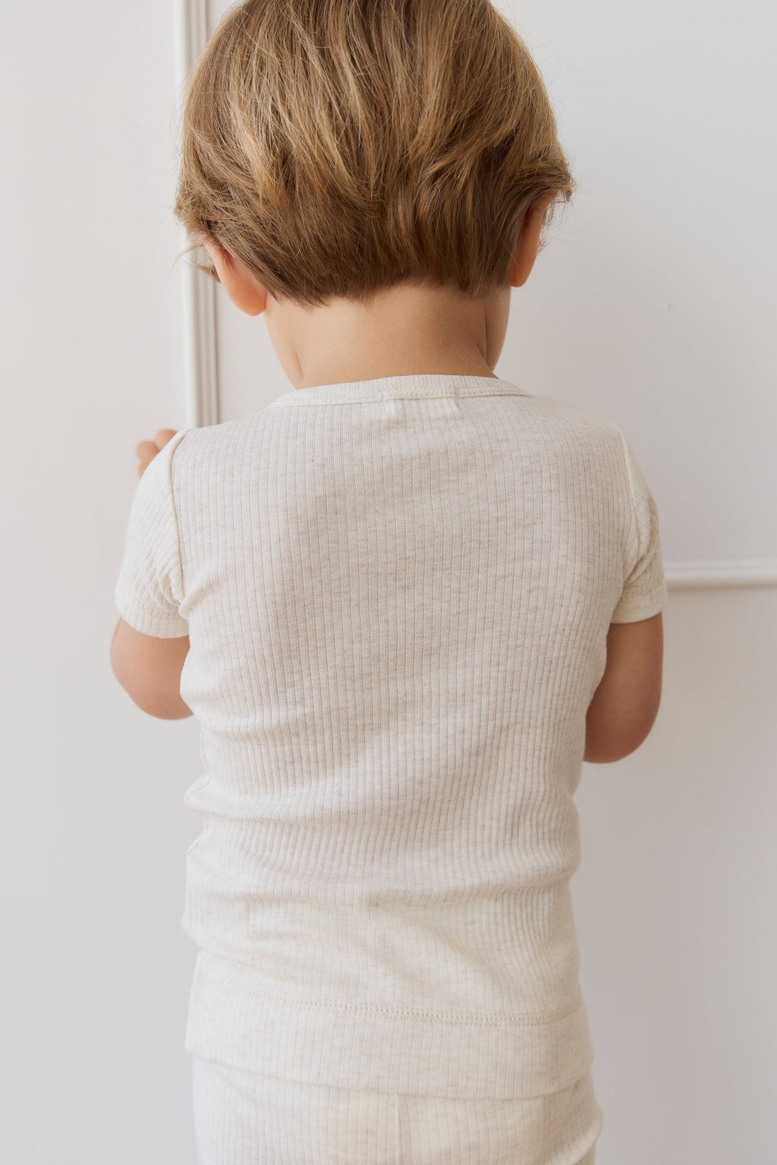 Organic Cotton Modal Henley Tee - Oatmeal Marle Childrens Top from Jamie Kay USA