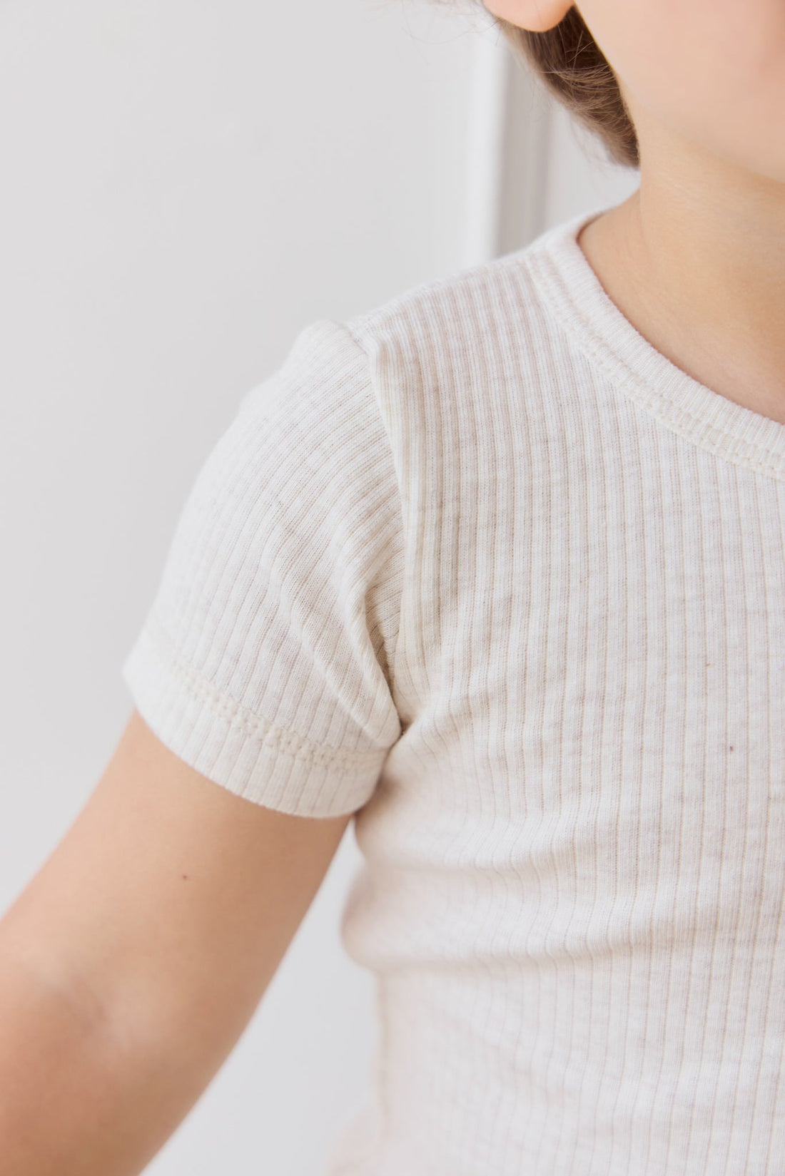 Organic Cotton Modal Henley Tee - Oatmeal Marle Childrens Top from Jamie Kay USA