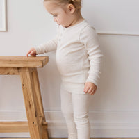 Organic Cotton Modal Long Sleeve Henley - Oatmeal Marle Childrens Top from Jamie Kay USA