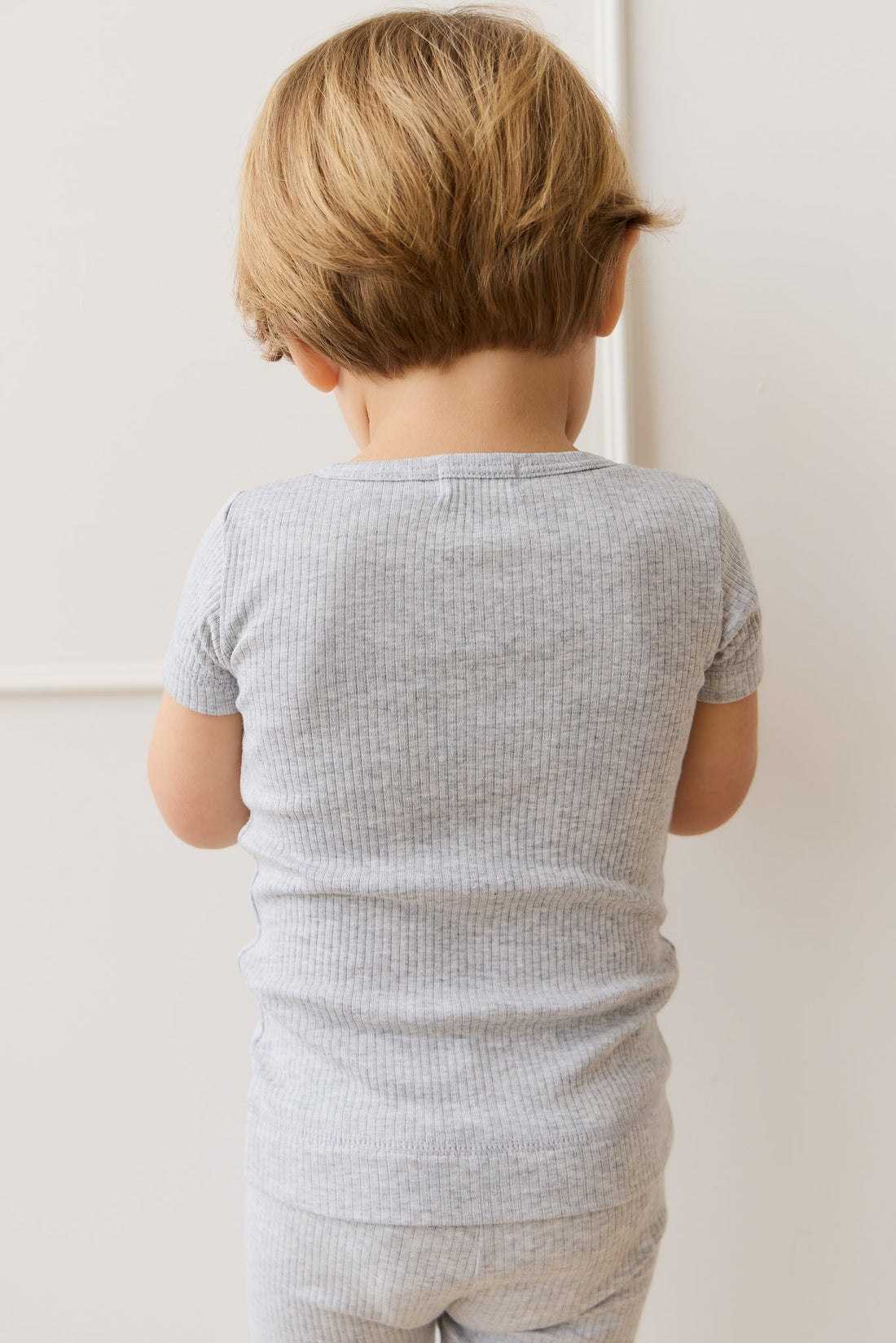 Organic Cotton Modal Henley Tee - Light Grey Marle Childrens Top from Jamie Kay USA