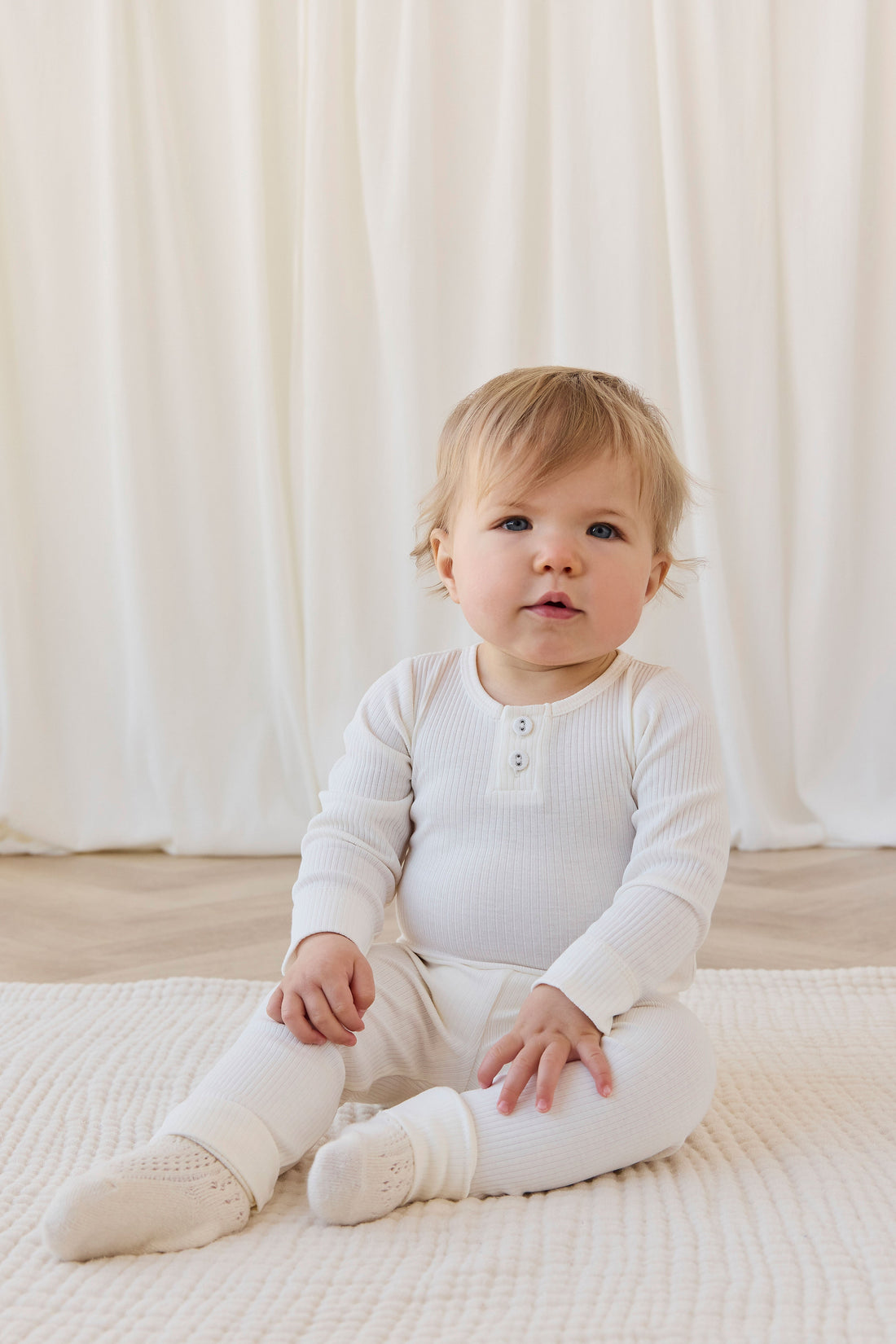 Organic Cotton Modal Long Sleeve Bodysuit - Milk Childrens Bodysuit from Jamie Kay USA