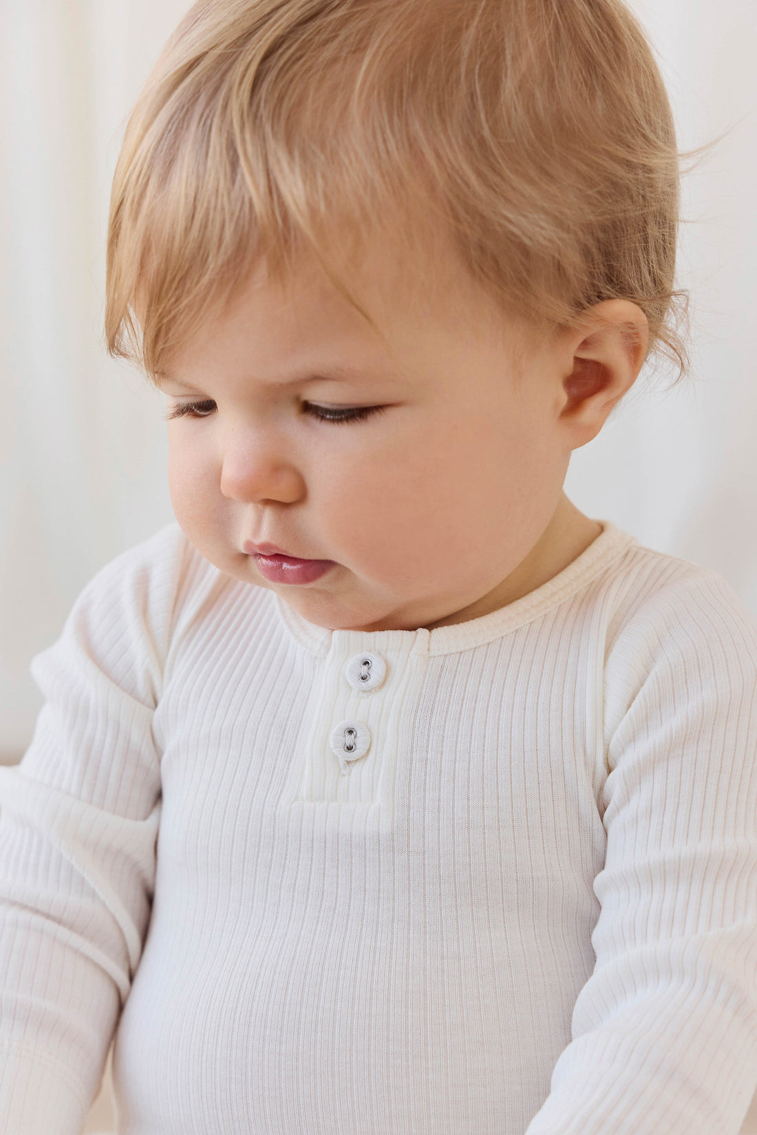 Organic Cotton Modal Long Sleeve Bodysuit - Milk Childrens Bodysuit from Jamie Kay USA