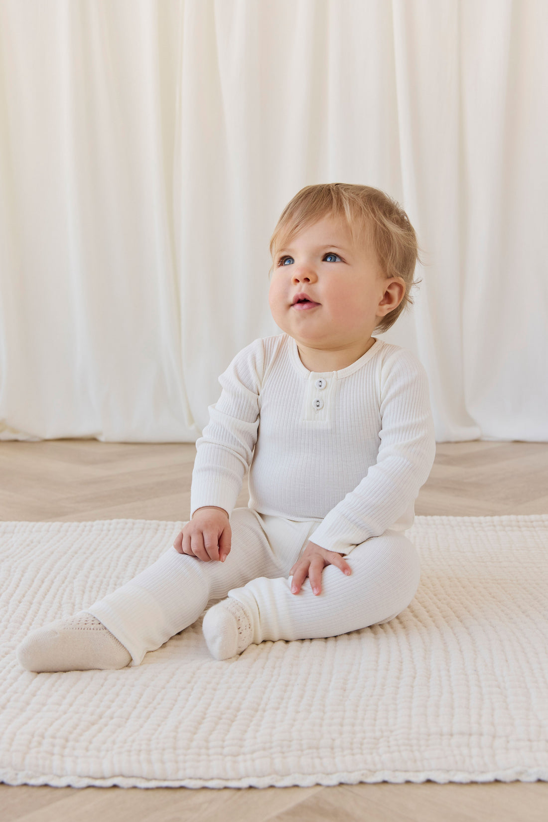 Organic Cotton Modal Long Sleeve Bodysuit - Milk Childrens Bodysuit from Jamie Kay USA