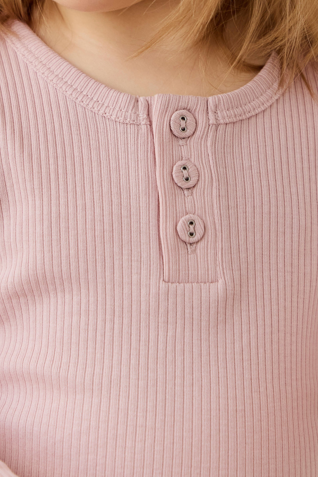 Organic Cotton Modal Long Sleeve Henley - Rose Smoke Childrens Top from Jamie Kay USA