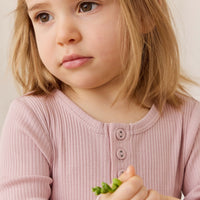 Organic Cotton Modal Long Sleeve Henley - Rose Smoke Childrens Top from Jamie Kay USA