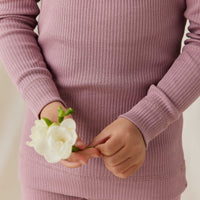 Organic Cotton Modal Long Sleeve Henley - Woodrose Childrens Top from Jamie Kay USA