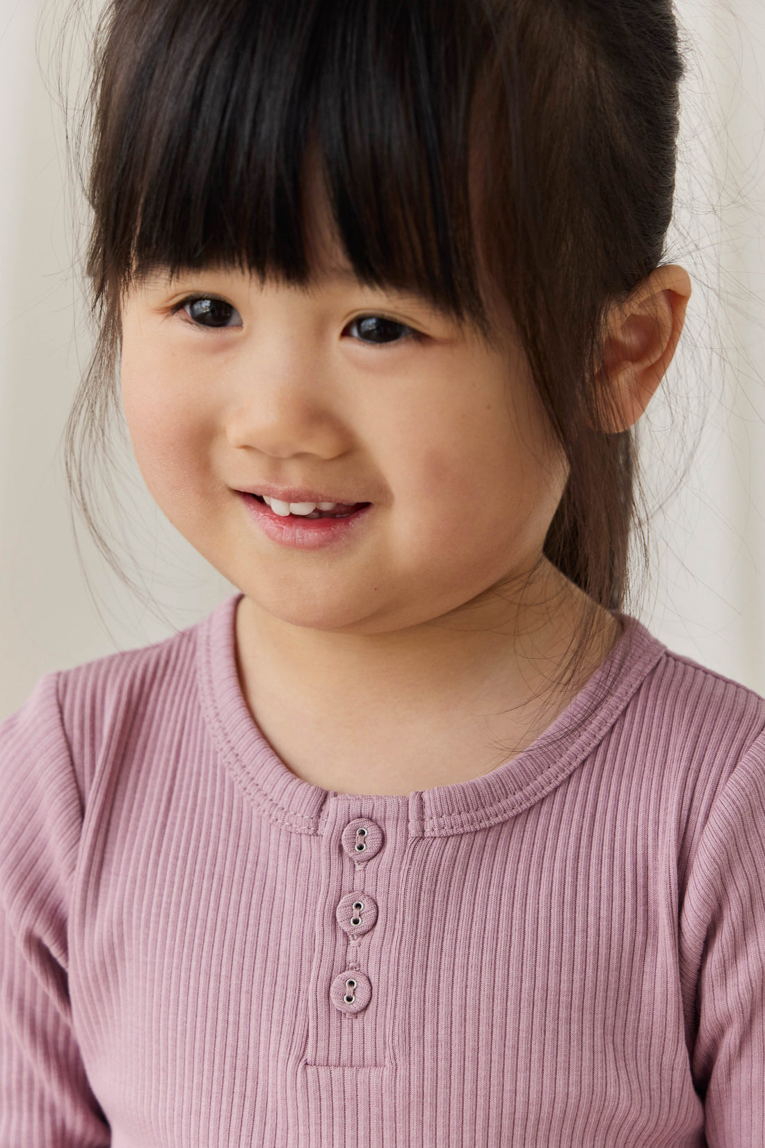 Organic Cotton Modal Long Sleeve Henley - Woodrose Childrens Top from Jamie Kay USA