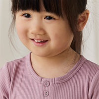 Organic Cotton Modal Long Sleeve Henley - Woodrose Childrens Top from Jamie Kay USA