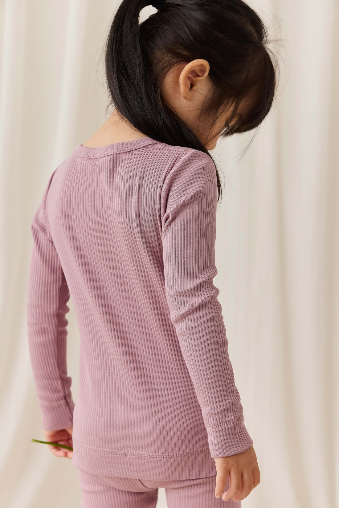 Organic Cotton Modal Long Sleeve Henley - Woodrose Childrens Top from Jamie Kay USA