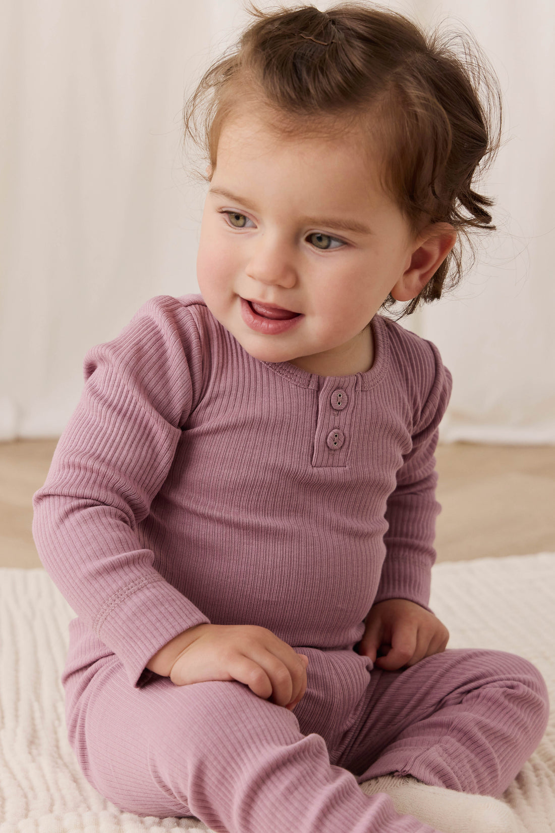 Organic Cotton Modal Long Sleeve Bodysuit - Woodrose Childrens Bodysuit from Jamie Kay USA