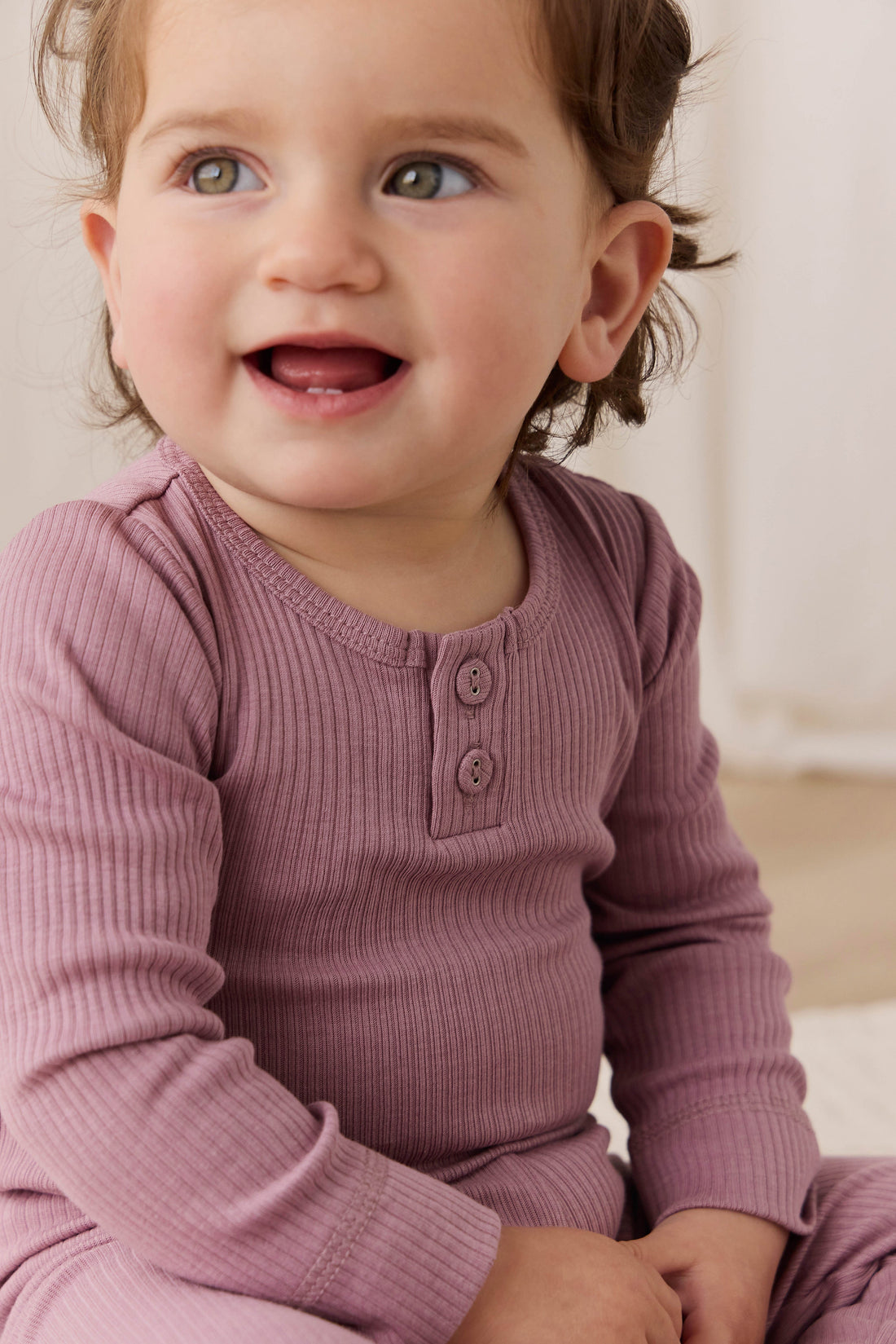 Organic Cotton Modal Long Sleeve Bodysuit - Woodrose Childrens Bodysuit from Jamie Kay USA