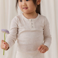 Organic Cotton Modal Long Sleeve Henley - Oatmeal Marle Childrens Top from Jamie Kay USA