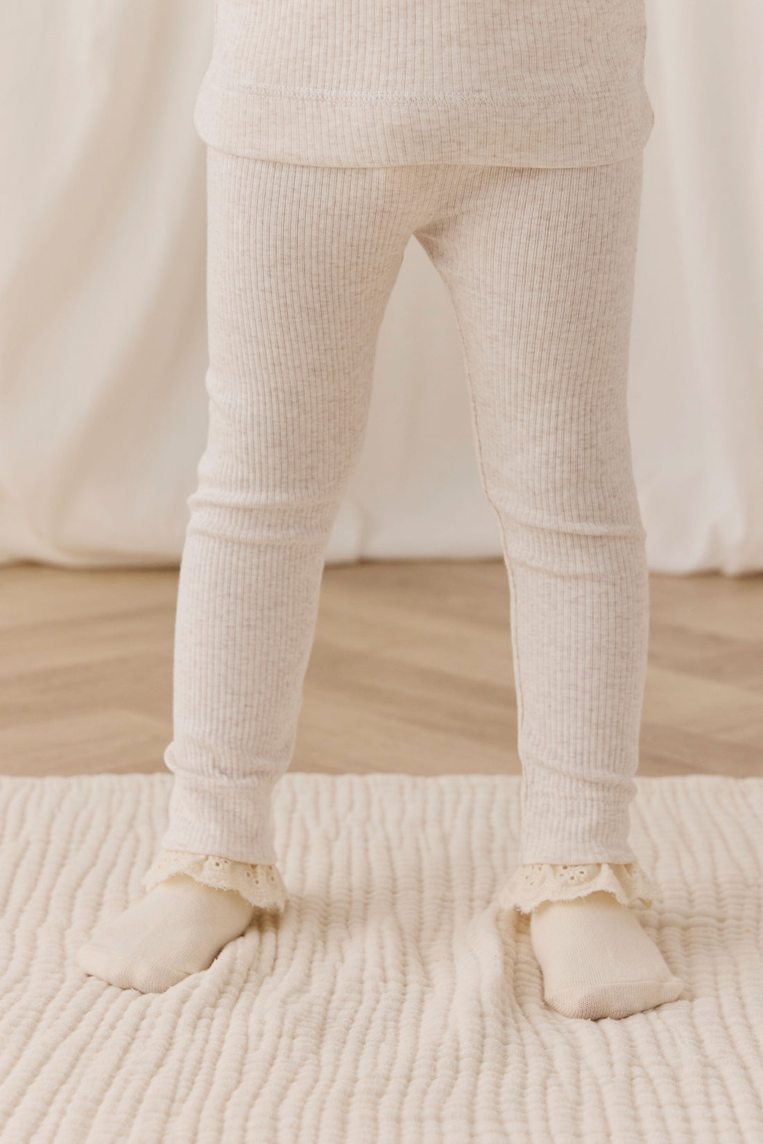 Organic Cotton Modal Everyday Legging - Oatmeal Marle Childrens Legging from Jamie Kay USA