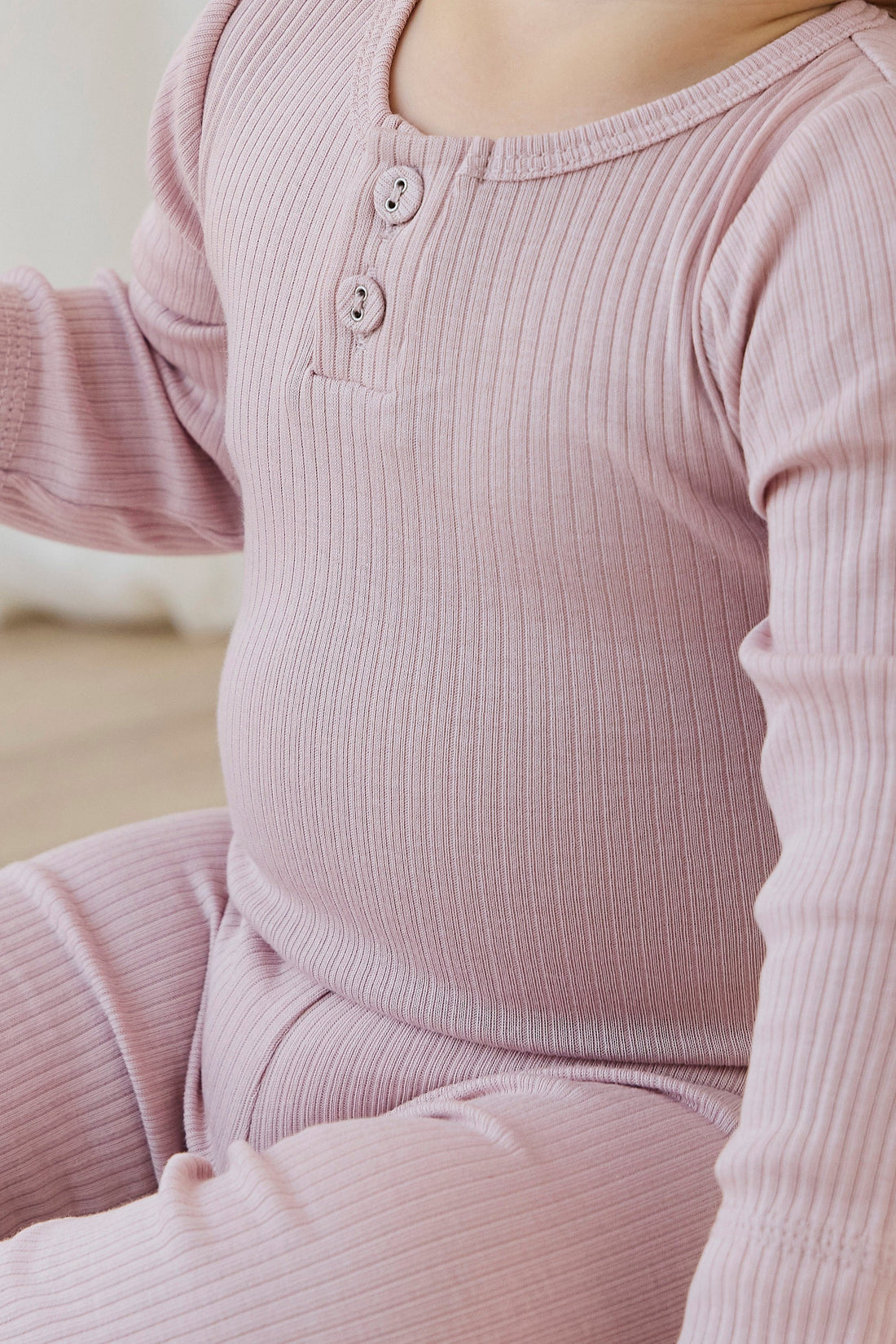 Organic Cotton Modal Long Sleeve Bodysuit - Rose Smoke Childrens Bodysuit from Jamie Kay USA
