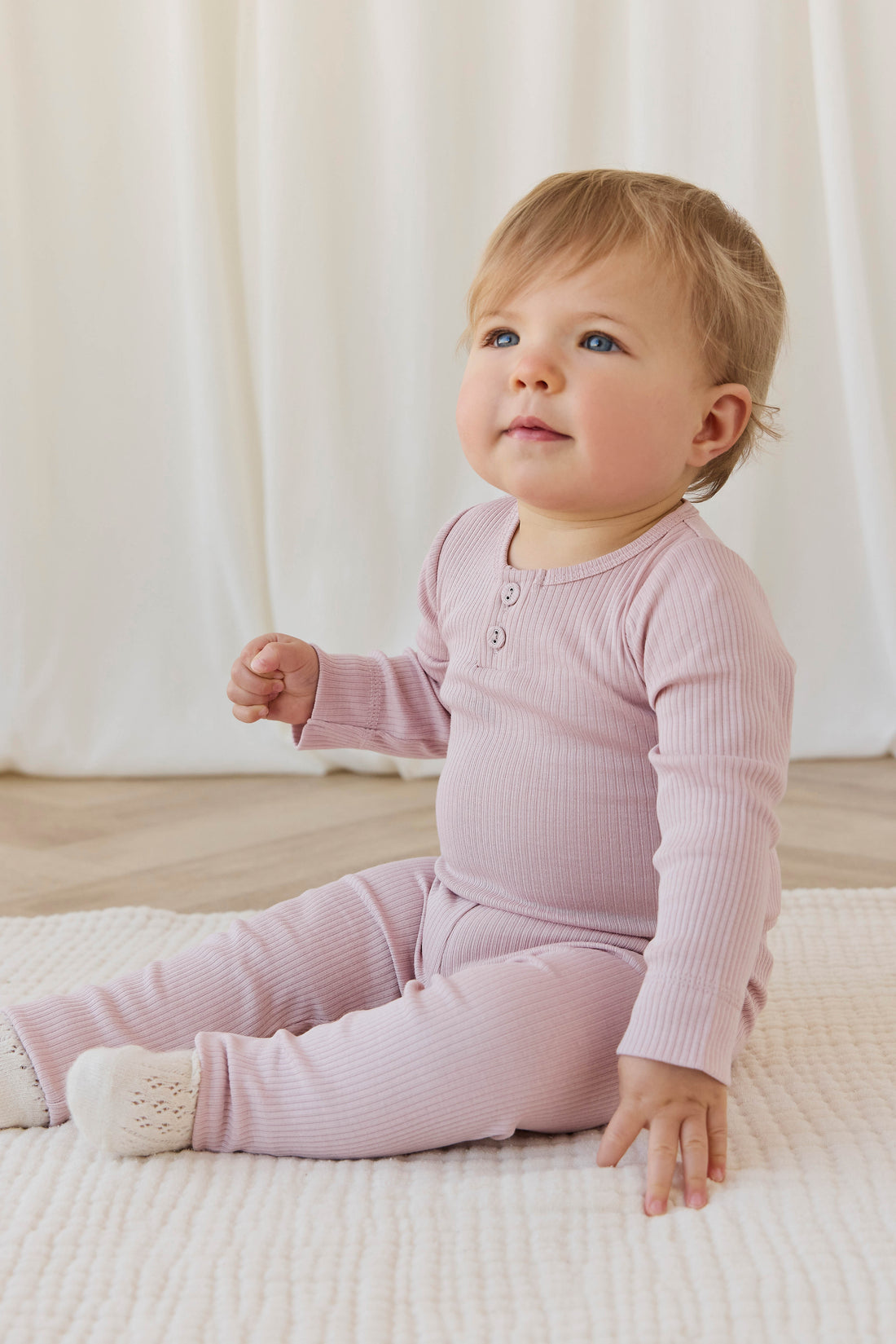Organic Cotton Modal Long Sleeve Bodysuit - Rose Smoke Childrens Bodysuit from Jamie Kay USA