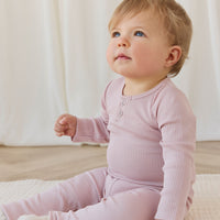 Organic Cotton Modal Long Sleeve Bodysuit - Rose Smoke Childrens Bodysuit from Jamie Kay USA