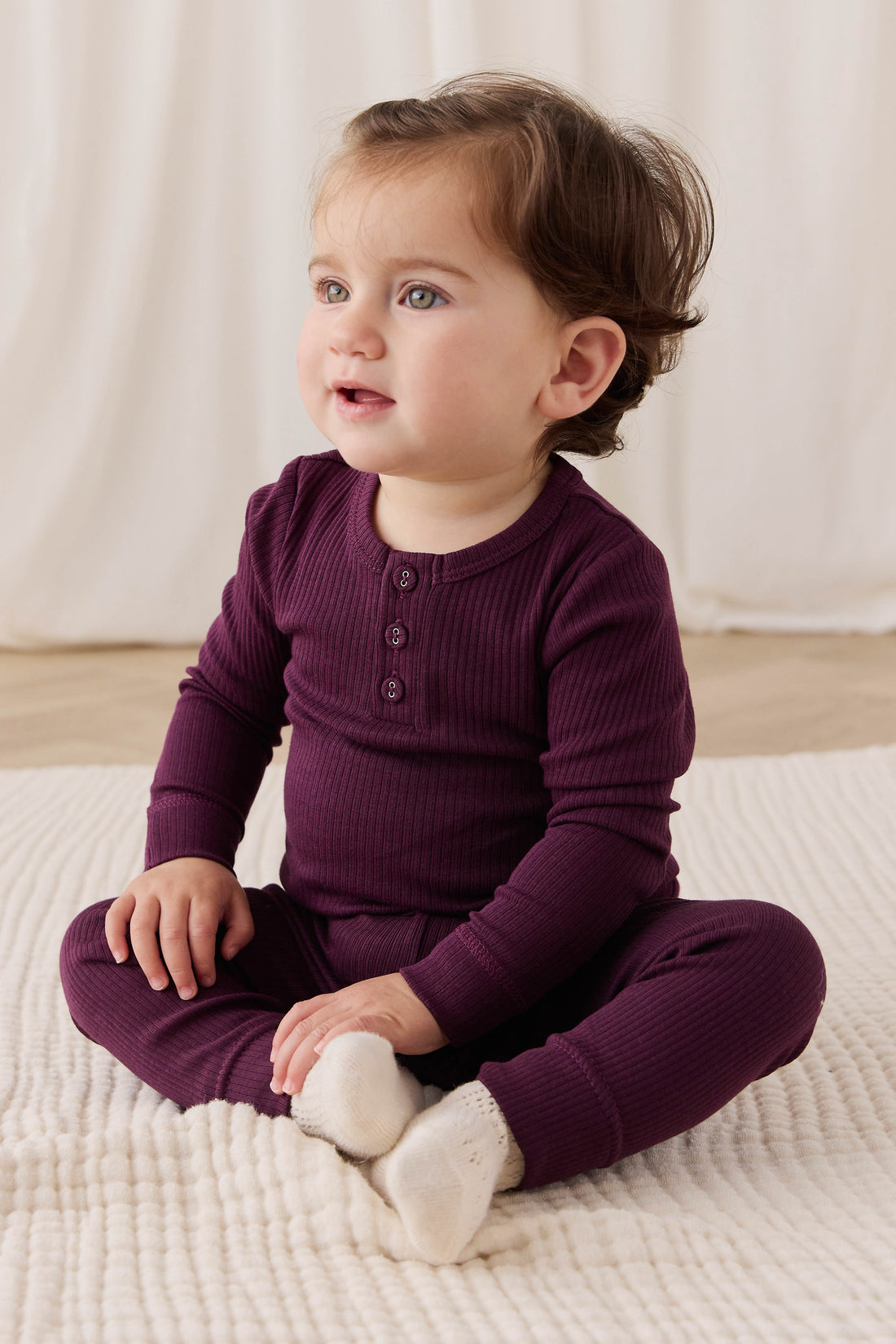 Organic Cotton Modal Long Sleeve Bodysuit - Fig Childrens Bodysuit from Jamie Kay USA