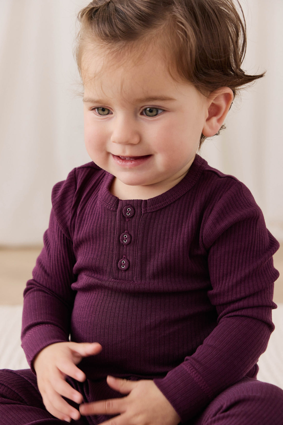 Organic Cotton Modal Long Sleeve Bodysuit - Fig Childrens Bodysuit from Jamie Kay USA
