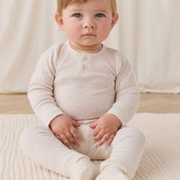 Organic Cotton Modal Long Sleeve Bodysuit - Oatmeal Marle Childrens Bodysuit from Jamie Kay USA