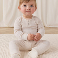 Organic Cotton Modal Long Sleeve Bodysuit - Oatmeal Marle Childrens Bodysuit from Jamie Kay USA