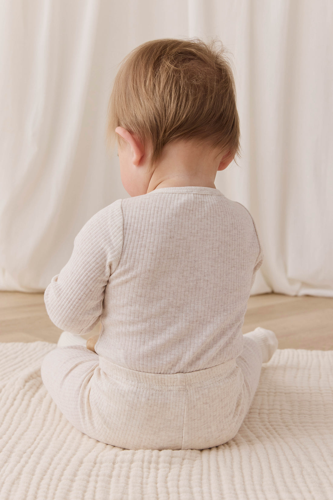 Organic Cotton Modal Long Sleeve Bodysuit - Oatmeal Marle Childrens Bodysuit from Jamie Kay USA