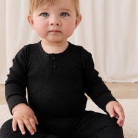 Organic Cotton Modal Long Sleeve Bodysuit - Dark Grey Marle Childrens Bodysuit from Jamie Kay USA