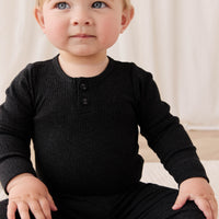 Organic Cotton Modal Long Sleeve Bodysuit - Dark Grey Marle Childrens Bodysuit from Jamie Kay USA