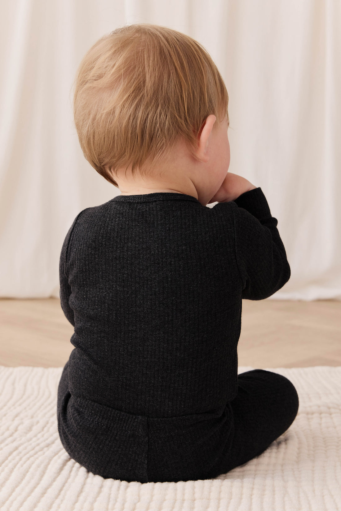 Organic Cotton Modal Long Sleeve Bodysuit - Dark Grey Marle Childrens Bodysuit from Jamie Kay USA