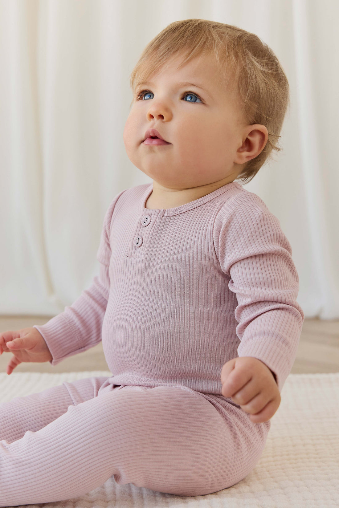 Organic Cotton Modal Long Sleeve Bodysuit - Rose Smoke Childrens Bodysuit from Jamie Kay USA