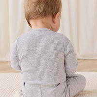 Organic Cotton Modal Long Sleeve Bodysuit - Light Grey Marle Childrens Bodysuit from Jamie Kay USA