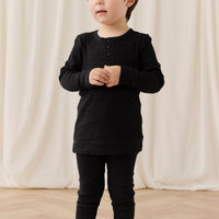 Organic Cotton Modal Long Sleeve Henley - Dark Grey Marle Childrens Top from Jamie Kay USA