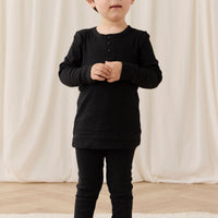 Organic Cotton Modal Long Sleeve Henley - Dark Grey Marle Childrens Top from Jamie Kay USA