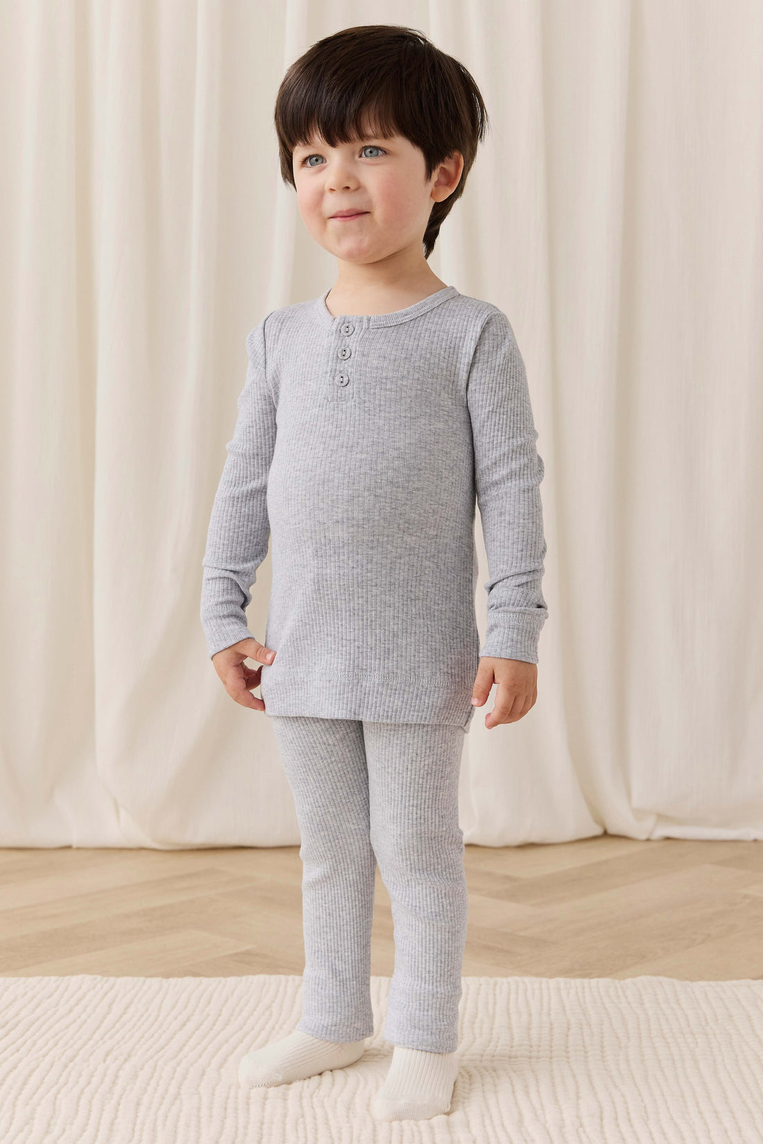 Organic Cotton Modal Everyday Legging - Light Grey Marle Childrens Legging from Jamie Kay USA
