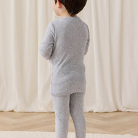 Organic Cotton Modal Long Sleeve Henley - Light Grey Marle Childrens Top from Jamie Kay USA