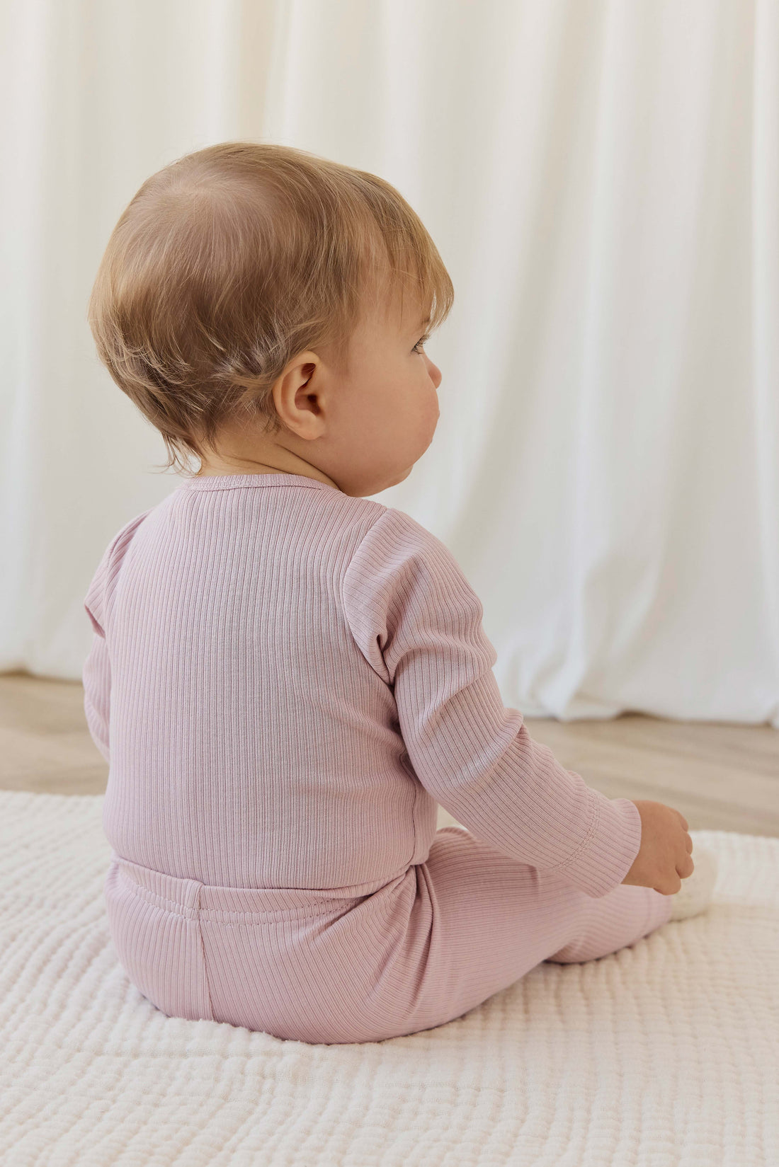 Organic Cotton Modal Long Sleeve Bodysuit - Rose Smoke Childrens Bodysuit from Jamie Kay USA
