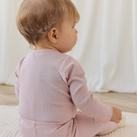 Organic Cotton Modal Long Sleeve Bodysuit - Rose Smoke Childrens Bodysuit from Jamie Kay USA