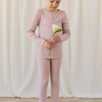 Organic Cotton Modal Long Sleeve Henley - Rose Smoke Childrens Top from Jamie Kay USA